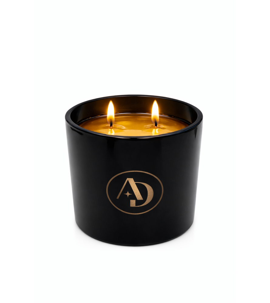 Bougie végétale 440gr Noir brillant boite cloche