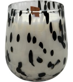 Bougie végétale "Seventies" 340gr noir/blanc boite cloche