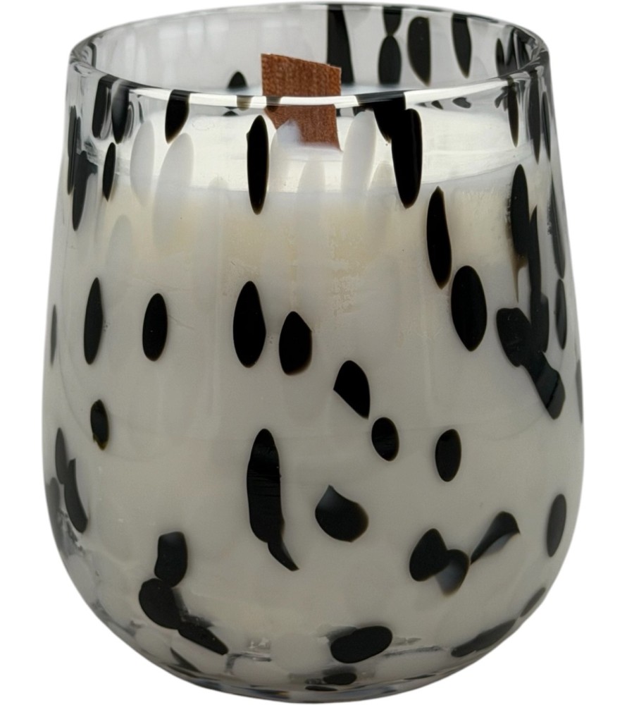 Bougie végétale "Seventies" 340gr noir/blanc boite cloche