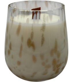 Bougie végétale "Seventies" 340gr Blanc/Or boite cloche
