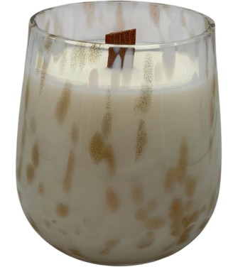 Bougie végétale "Seventies" 340gr Blanc/Or boite cloche