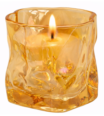 Bougie cire végétale "Froissée" orangée