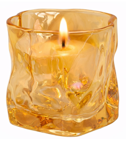 Bougie cire végétale "Froissée" orangée