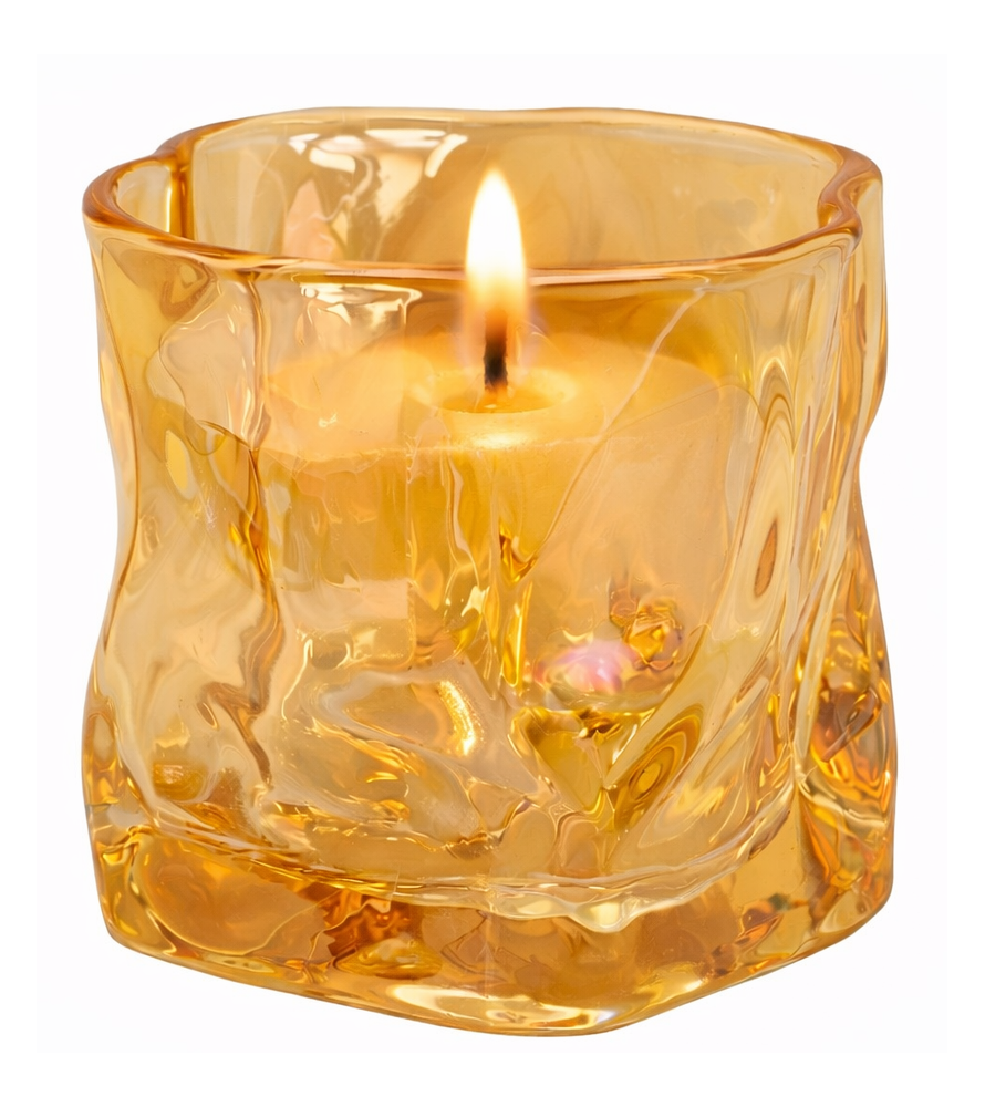 Bougie cire végétale "Froissée" orangée